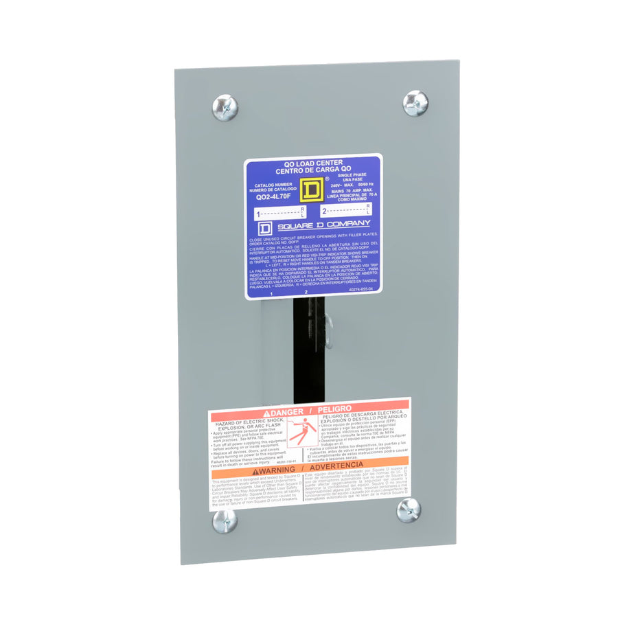 Centro de Carga Square D QO 70A 1 Fase 2 Espacios NEMA 1 Zapatas Principales QO24L70F