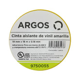 Cinta Aislante Argos de Vinil 19 mm x 18 m Color Amarillo