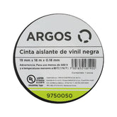 Cinta Aislante Argos de Vinil 19 mm x 18 m Color Negro