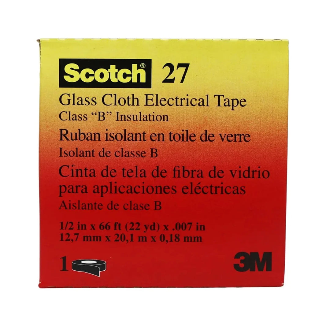 Cinta Aislante de Fibra de Vidrio 3M Scotch 27, 12.7 mm x 20 m, para Alta Temperatura