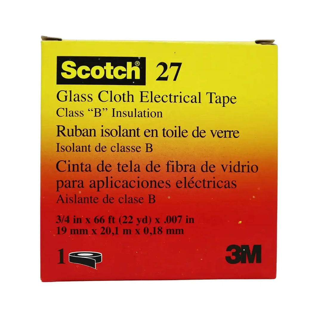Cinta Aislante de Fibra de Vidrio 3M Scotch 27, 19 mm x 20 m, para Alta Temperatura