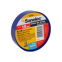Cinta de Aislar Sanelec de PVC, 19 mm x 18 m, Color Azul