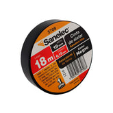Cinta de Aislar Sanelec de PVC, 19 mm x 18 m, Color Negro