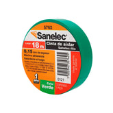 Cinta de Aislar Eléctrica Sanelec 19 mm x 18 m Color Verde SE357625 - imagen 3