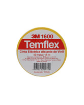 Cinta Eléctrica de PVC 3M Temflex 165, Color Amarillo, 19 mm x 18.3 m, para Aislamiento de 600V - imagen 2