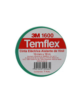 Cinta Eléctrica de PVC 3M Temflex 165, Color Verde, 19 mm x 18.3 m, para Aislamiento de 600V - imagen 2