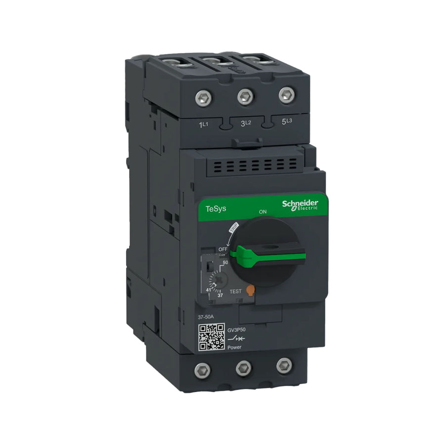 Arrancador y protector manual TeSys Deca, protector de circuito magnético térmico, botón giratorio, 37 a 50 A, EverLink BTR