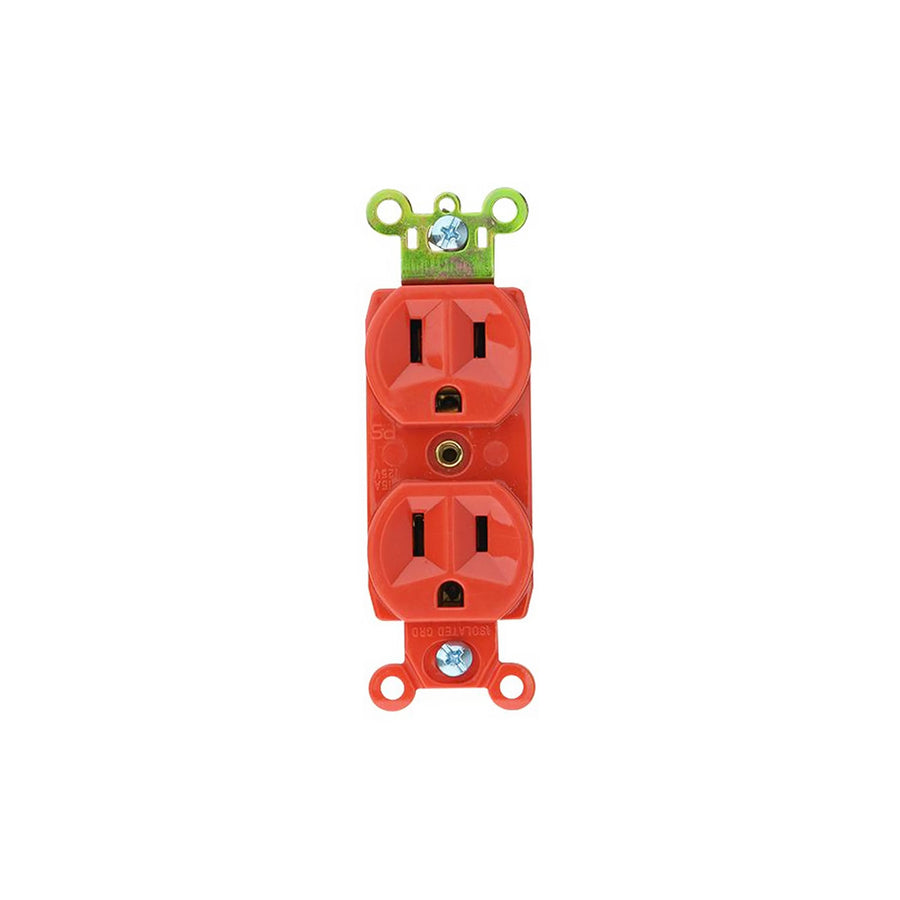 Contacto Doble Aterrizado Naranja Sanelec, con Soporte de Metal, 15A 127V | SE342980