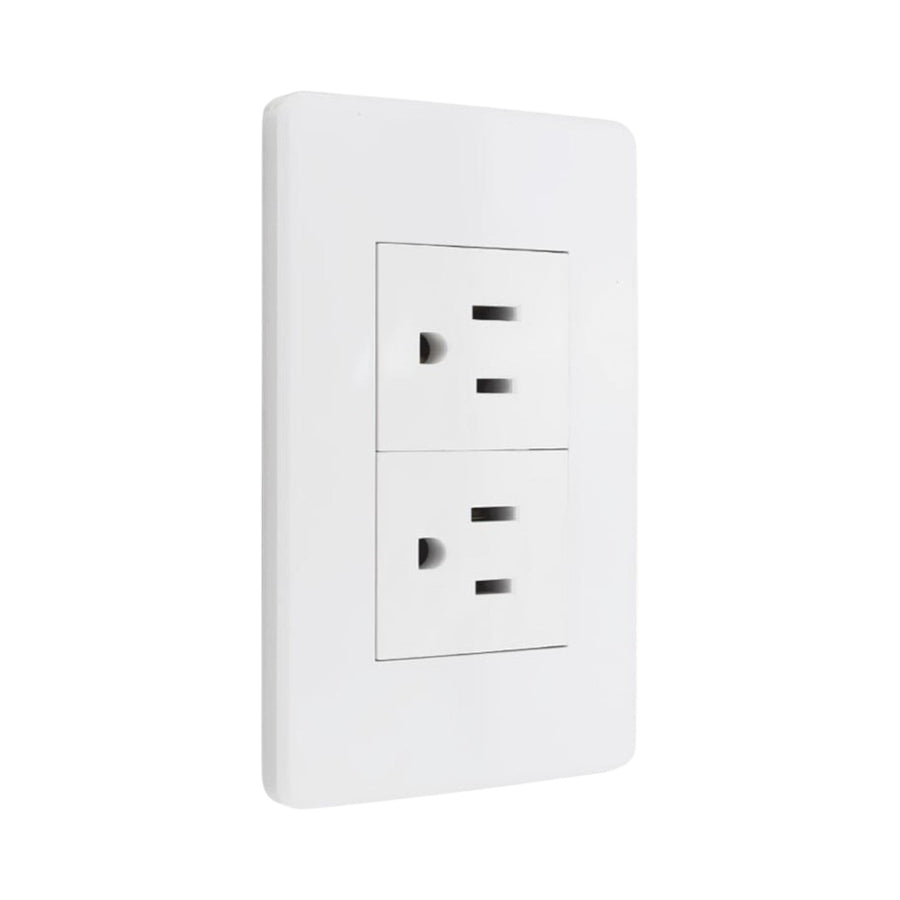 Contacto Argos Doble con Placa 15A 127V Color Blanco 36 mm