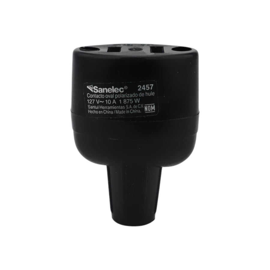 Contacto Oval Polarizado de Hule Sanelec, 15A 127V, Color Negro | SE324573