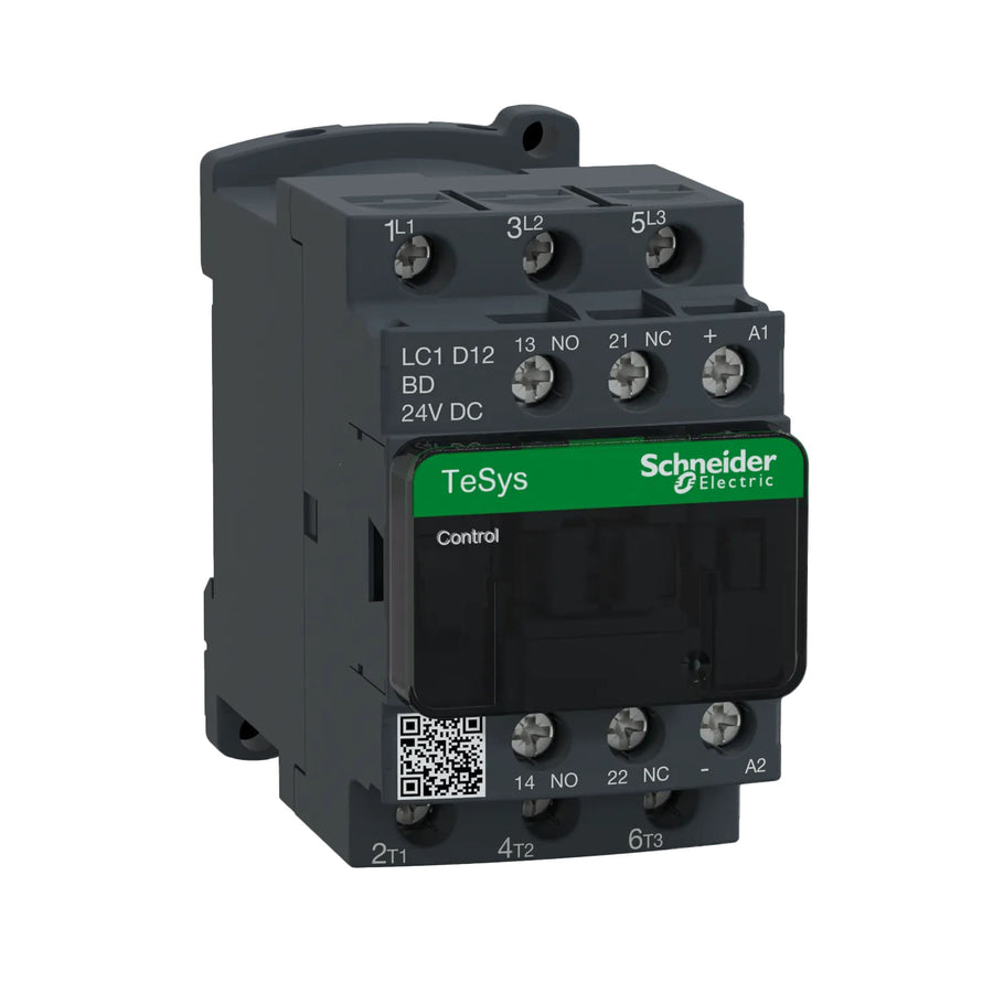 Contactor Schneider Electric TeSys D LC1D12BD, 3 Polos, 12A, 7.5 HP, Bobina 24V CC.