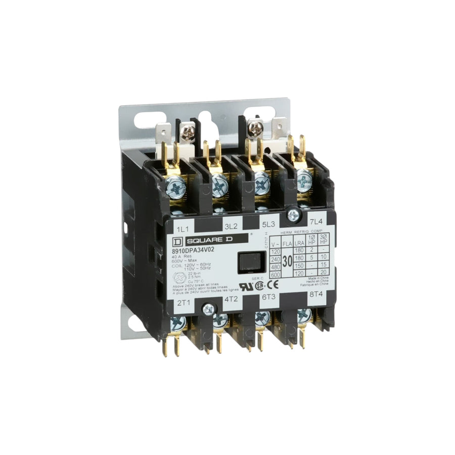 Contactor Magnético de Propósito Definido Square D 30A 4P 20HP 120Vca
