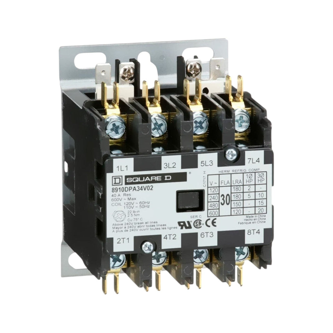 Contactor Magnético de Propósito Definido Square D 30A 4P 20HP 120Vca