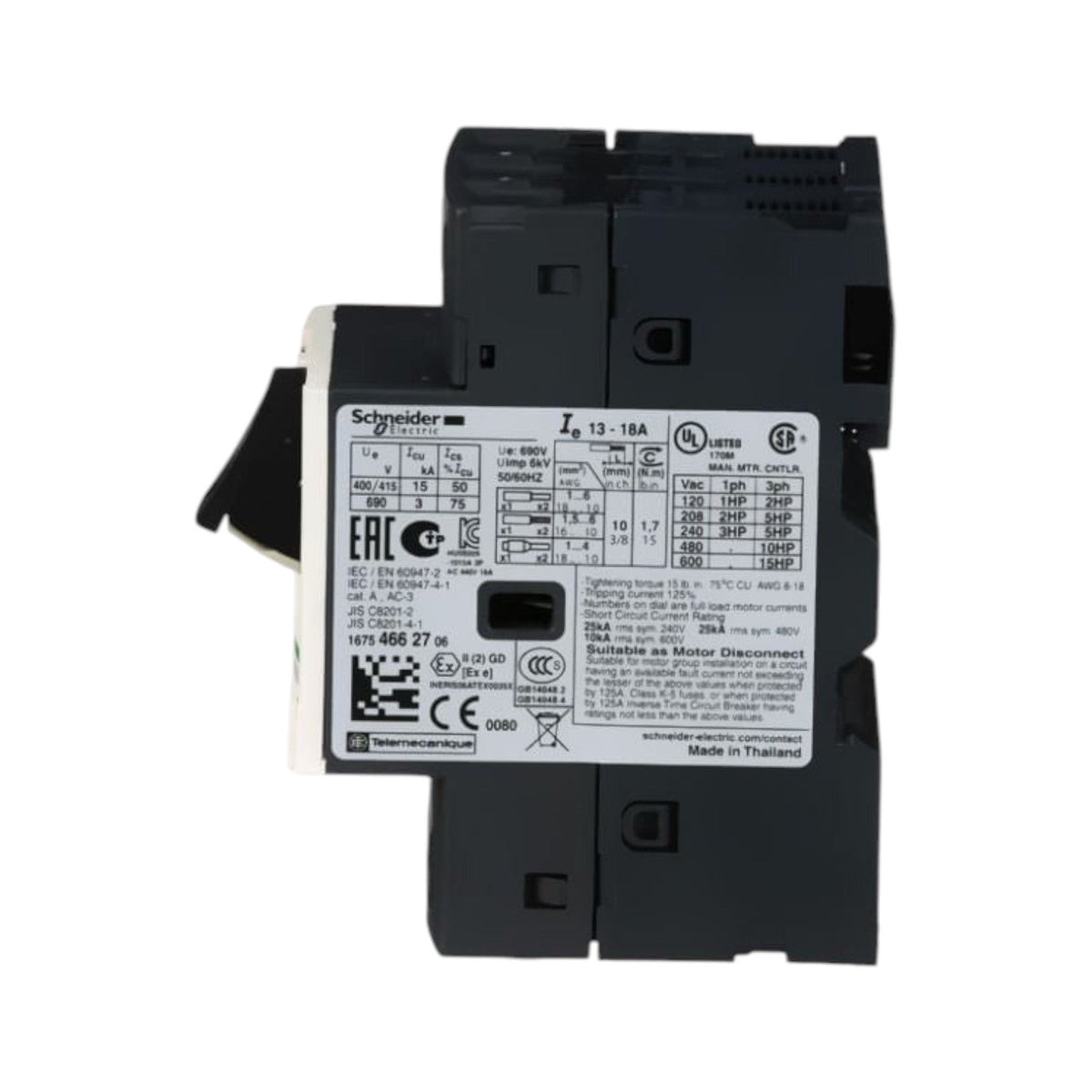 Disyuntor Termomagnético Schneider Electric TeSys Deca 3 Polos 13-18 A GV2ME20 - imagen 4