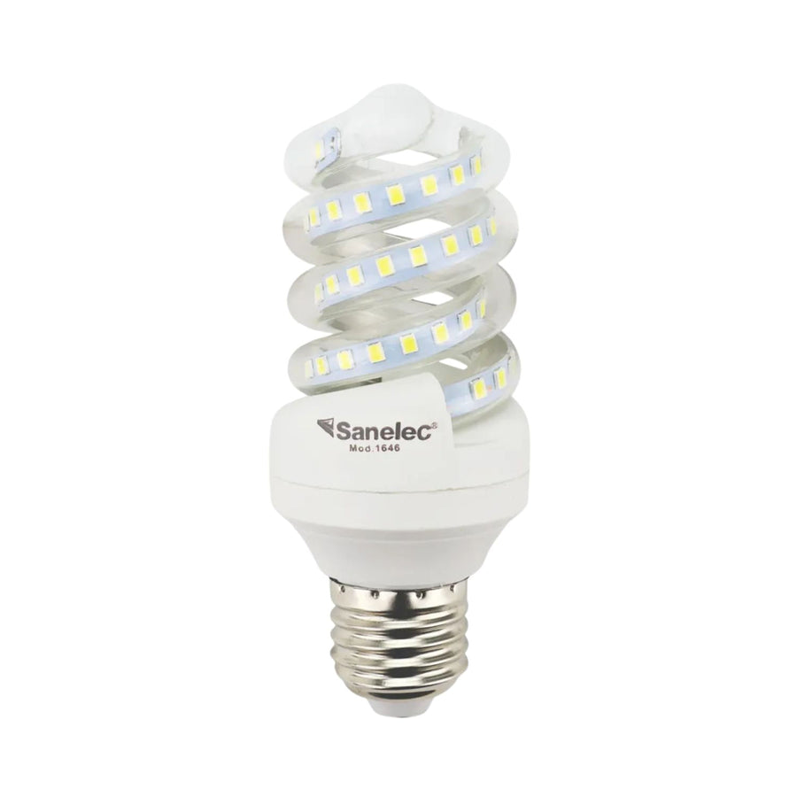 Foco Espiral LED Sanelec, Luz Fría 6500K, Base E27, 14W, | SE316462