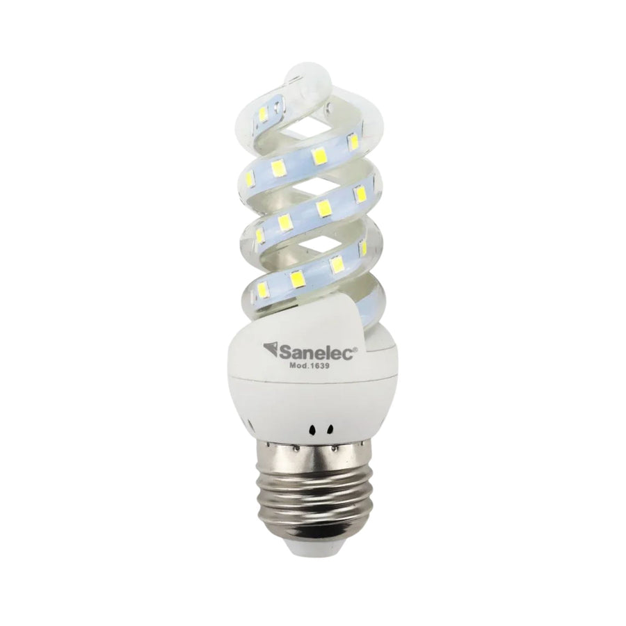 Foco Espiral LED Sanelec, Luz Fría 6500K, Base E27, 6W, | SE316394