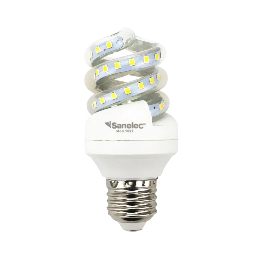 Foco Espiral LED Sanelec, Luz Cálida 2700K, Base E27, | SE316271