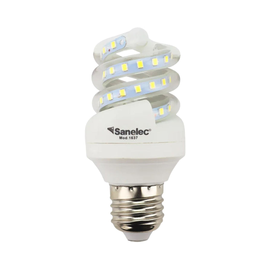 Foco Espiral LED Sanelec, Luz Fría 6500K, Base E27, 8W, | SE316370