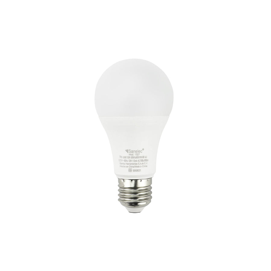 Foco LED Sanelec Tipo A19, Luz Fría 6500K, Base E27, 12W, | SE313270