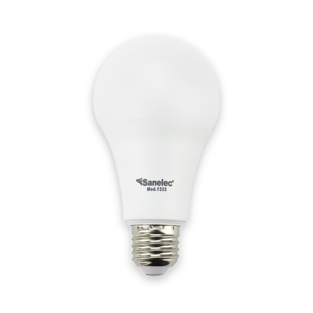 Foco LED Sanelec Tipo A19, Luz Cálida 3000K, Base E27, 14W