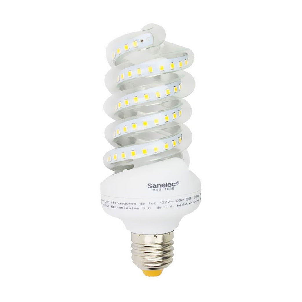 Foco Espiral LED Sanelec, Luz Cálida 2700K, Base E27, 20W, | SE316257