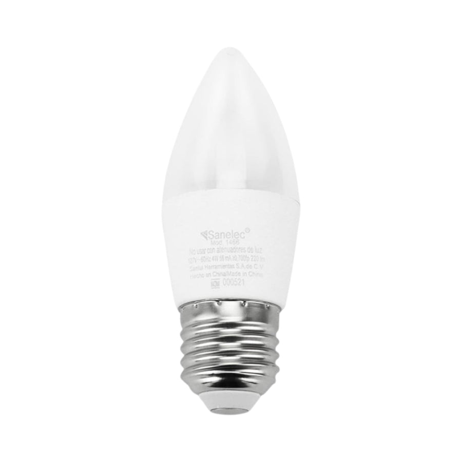 Foco LED Tipo Vela Sanelec, Luz Fría 6500K, Base E27, 4W, | SE314666