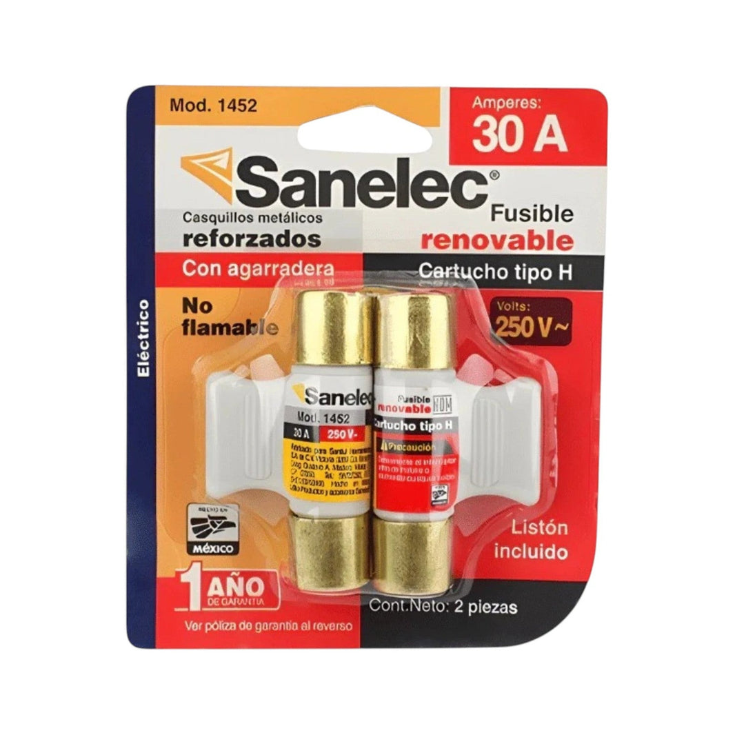 Juego de 2 Fusibles Sanelec 30A 250V con Agarradera