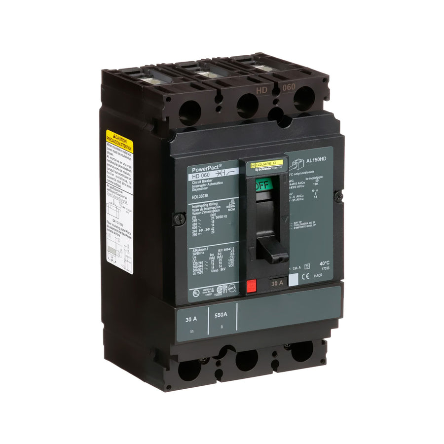 Interruptor de Caja Moldeada Schneider Electric PowerPacT HDL36030, 3 Polos, 30A, 600V, 14kA