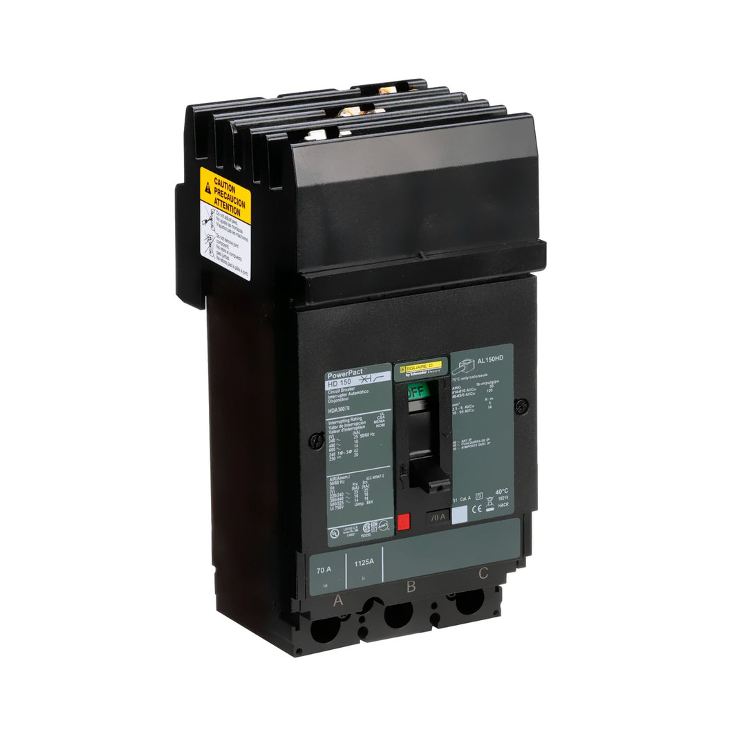 Interruptor de Caja Moldeada Schneider Electric PowerPacT HDA36070, 3 Polos, 70A, 600V, 14kA