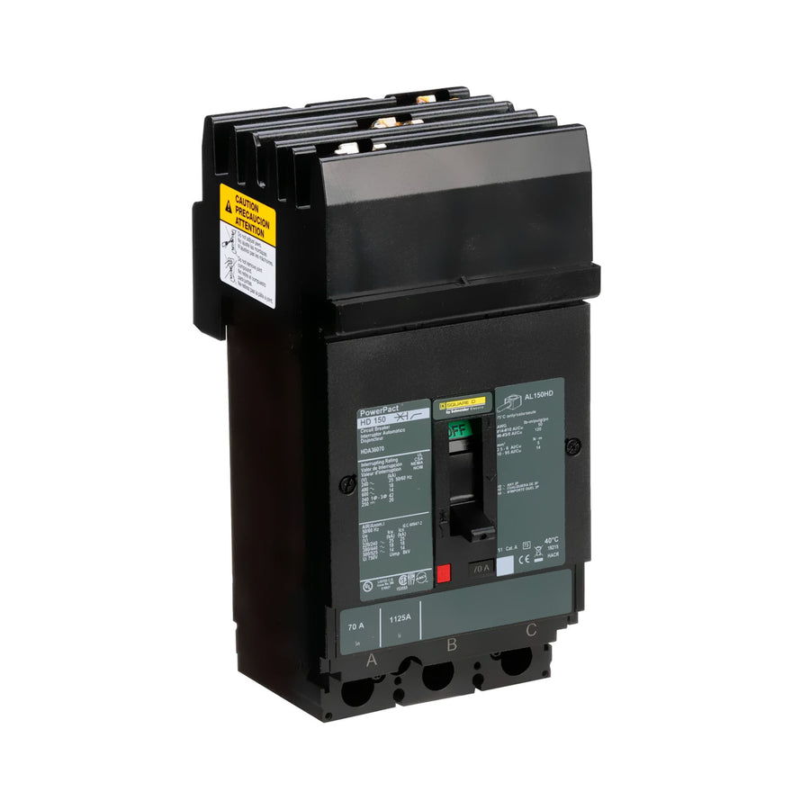 Interruptor de Caja Moldeada Schneider Electric PowerPacT HDA36070, 3 Polos, 70A, 600V, 14kA