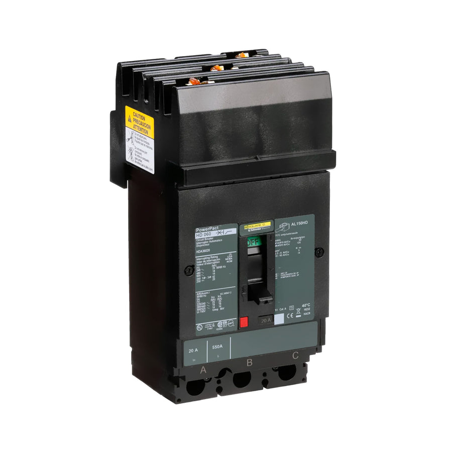 Interruptor de Caja Moldeada Schneider Electric PowerPacT H 20A 3P 600V HDA36020