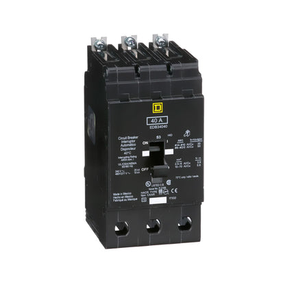 Interruptor Automático Atornillable Schneider Electric EDB34040, Marco E, 3 Polos, 40A, 480-277V, 18/25kA
