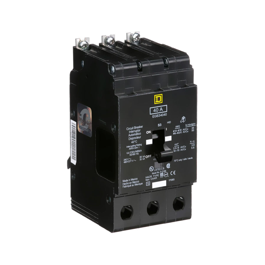Interruptor Automático Atornillable Schneider Electric EGB34040, Marco E, 3 Polos, 40A, 480-277V, 35/65kA