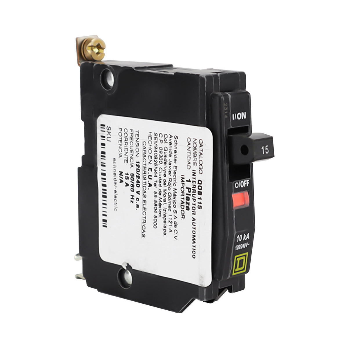 Interruptor Termomagnético Schneider Electric Square D QOB 1 Polo 15A 10kA 120/240V Atornillable QOB115 - imagen 2