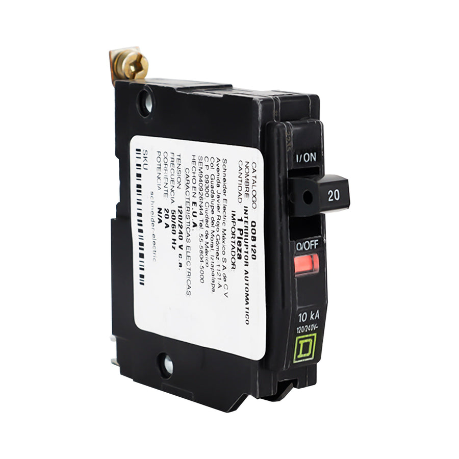 Interruptor Termomagnético Square D QOB 1 Polo 20A Atornillable 10kA 120/240V QOB120 - imagen 3