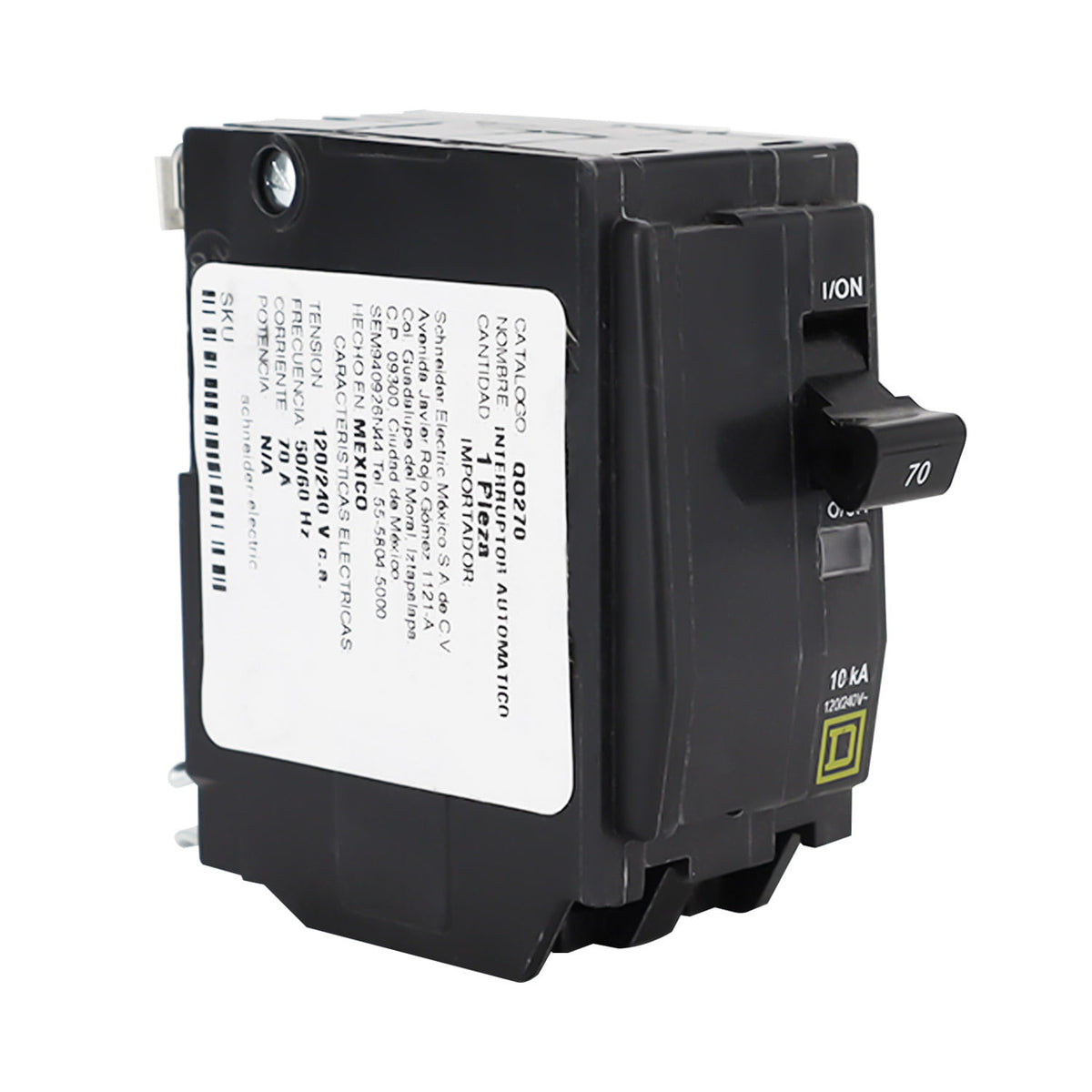 Interruptor Termomagnético Square D QO 2 Polos 70A Enchufable 10kA 120/240V QO270 - imagen 3
