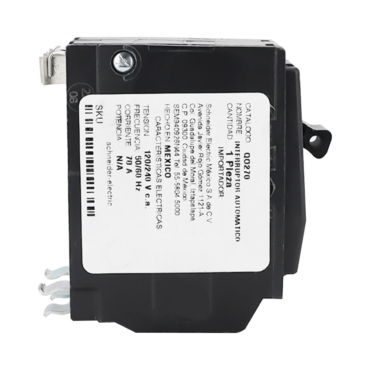 Interruptor Termomagnético Square D QO 2 Polos 70A Enchufable 10kA 120/240V QO270 - imagen 4