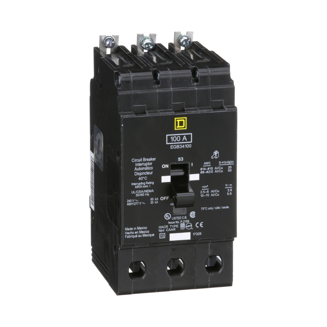 Interruptor Atornillable Marco E-3P 100A 480-277 Vca 35-65Ka