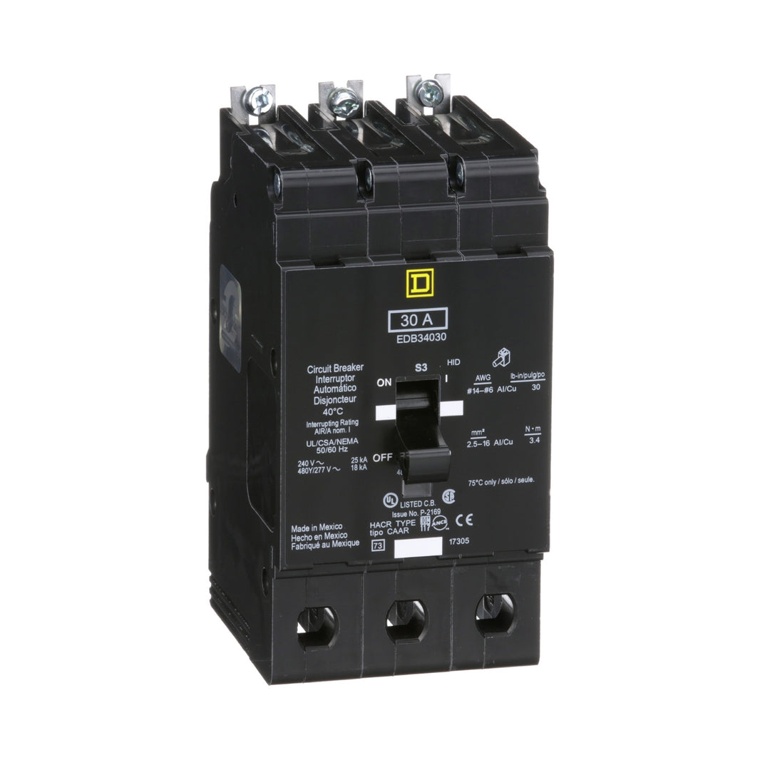 Interruptor Atornillable Marco E-3P Schneider Electric 30A 480 Vca EDB34030
