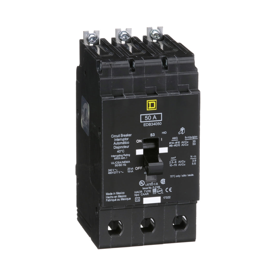 Interruptor Atornillable Marco E-3P Schneider Electric 50A 480 Vca EDB34050