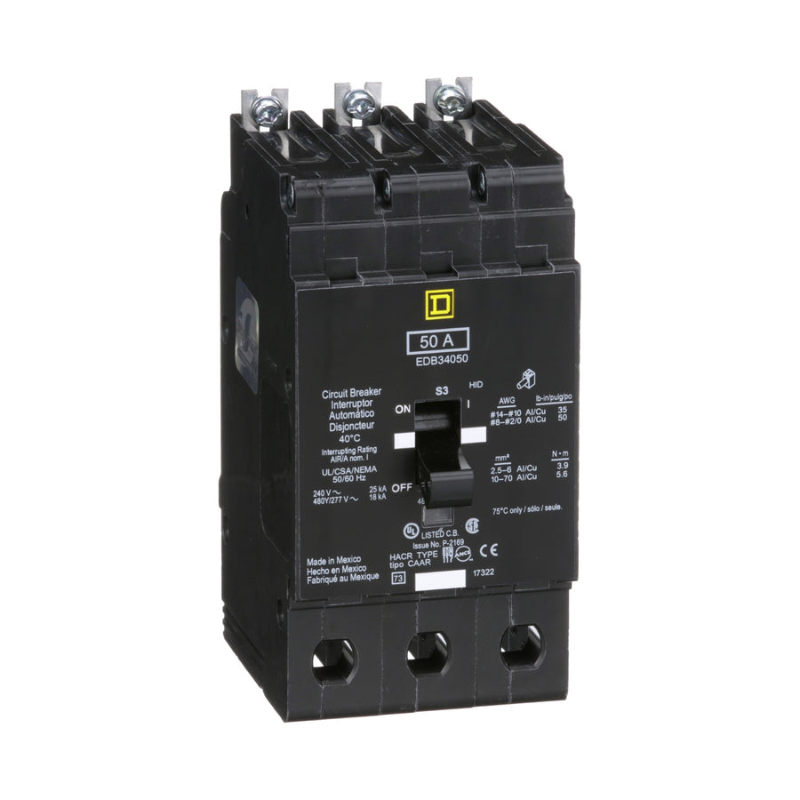 Interruptor Atornillable Marco E-3P Schneider Electric 50A 480 Vca EDB34050