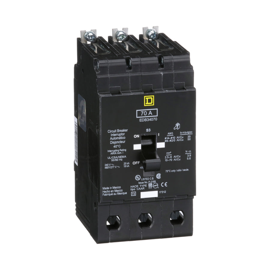 Interruptor Atornillable Marco E-3P Schneider Electric 70A 480 Vca EDB34070