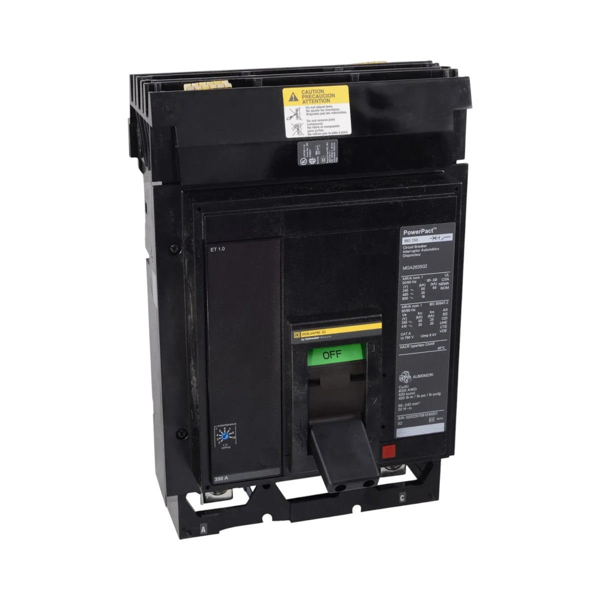 Interruptor de caja moldeada Schneider M 35KA 3P 600V 400A ET 1.0