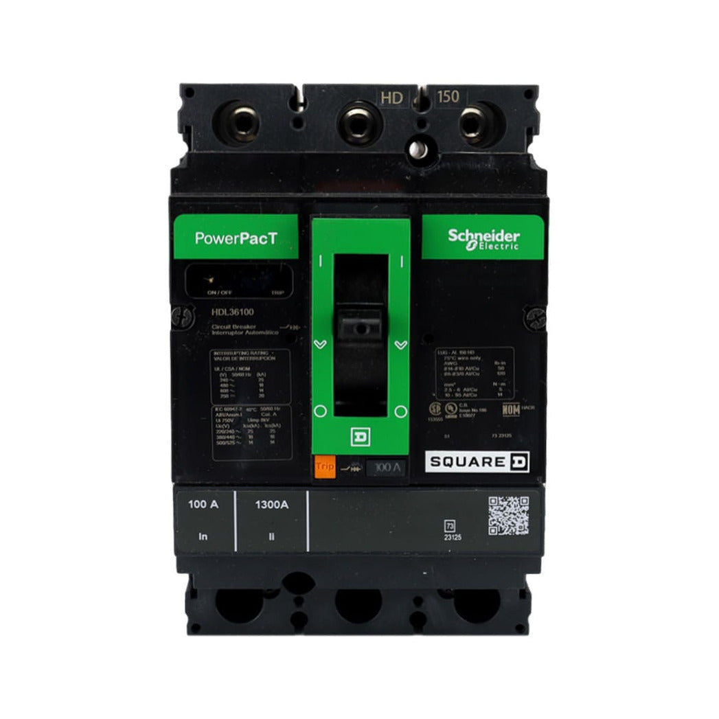 Interruptor Termomagnético PowerPact H 100A 3P 14kA 600V con Zapatas