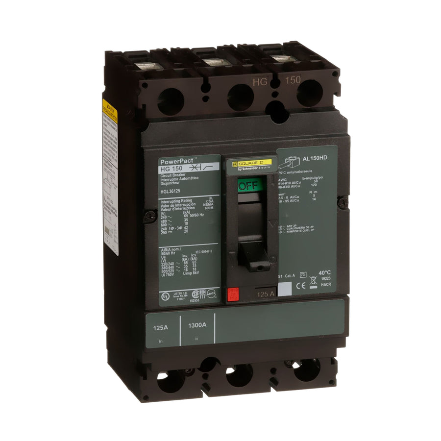 Interruptor de Caja Moldeada Schneider Electric, Marco H, 3 Polos, 125A, 600V, 35kA