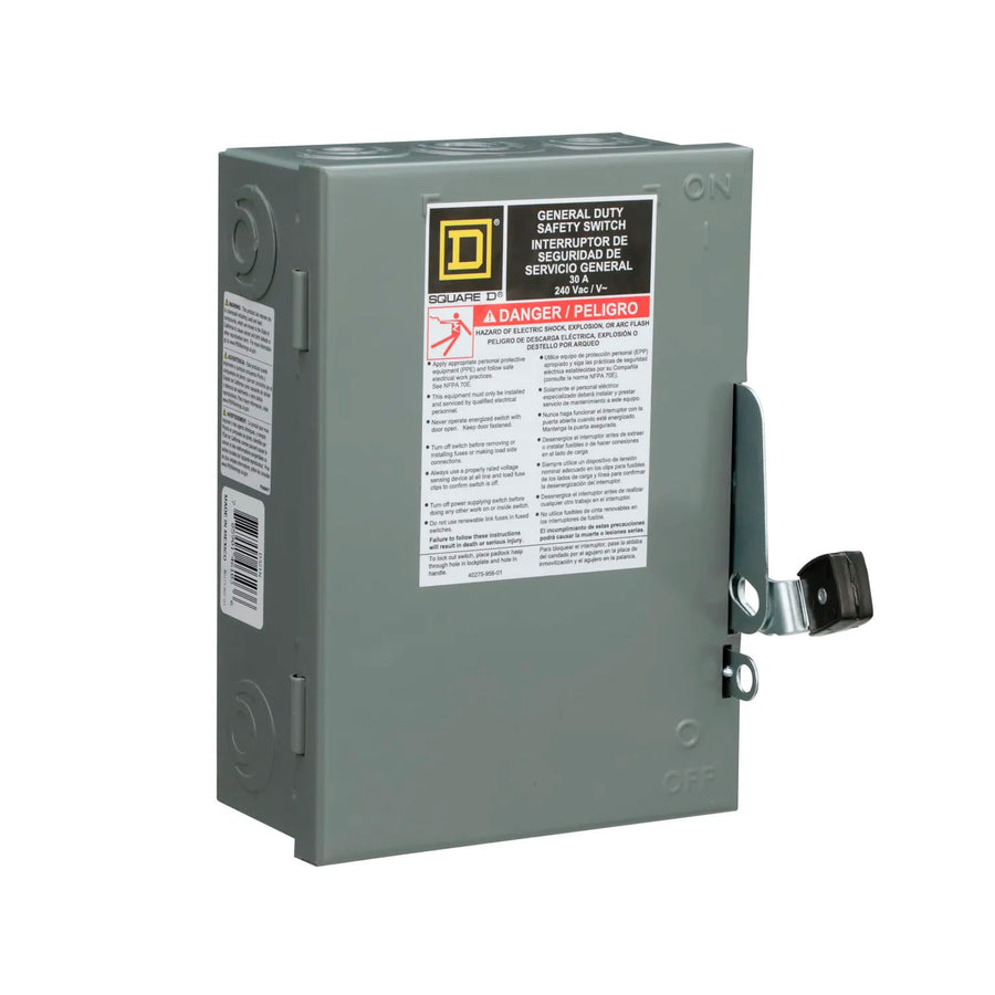 Interruptor de Seguridad Square D Fusible 3 Polos 30A NEMA 1 con Neutro D321N