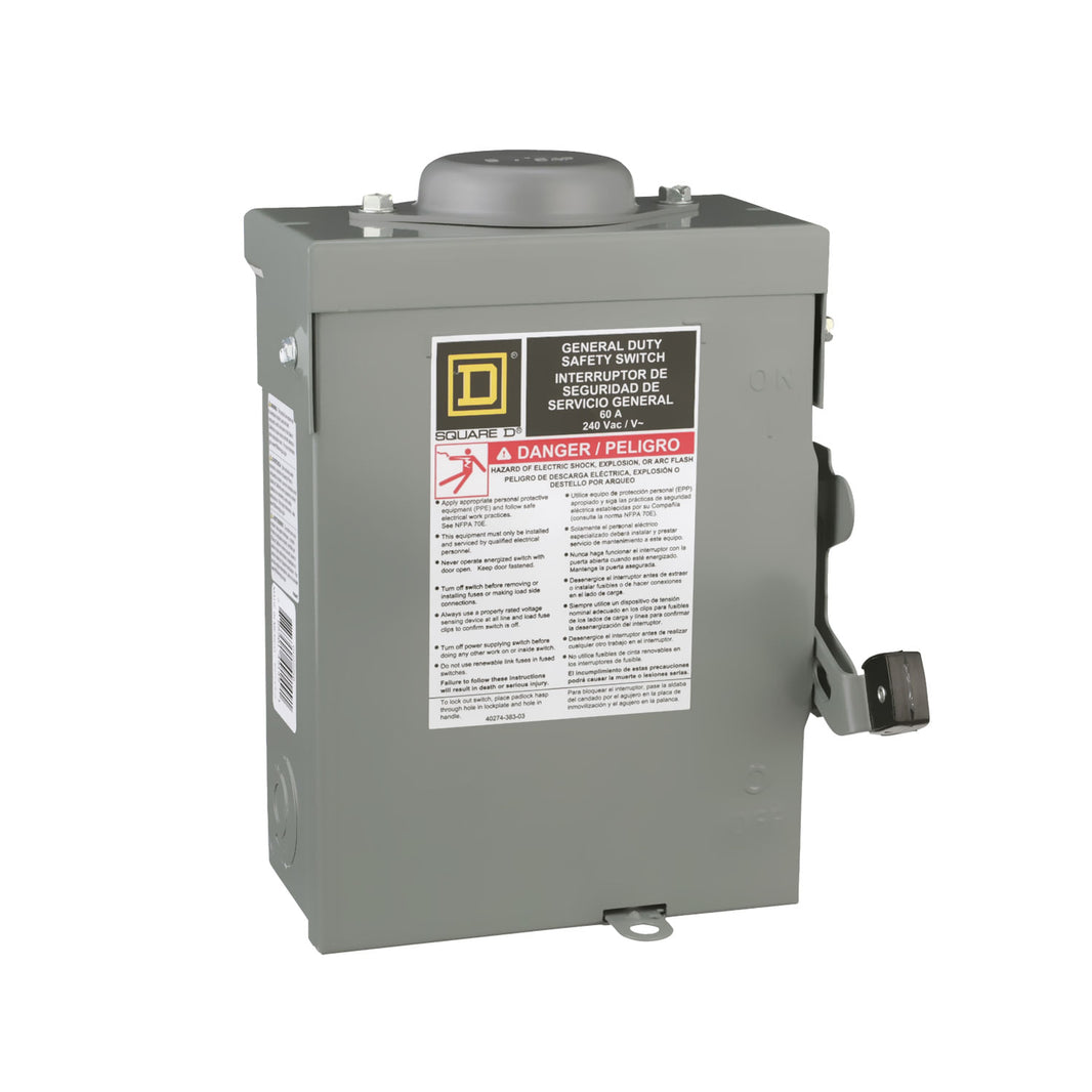 Interruptor de Seguridad Schneider Electric, General Duty, 60A, 2 Polos, 240V