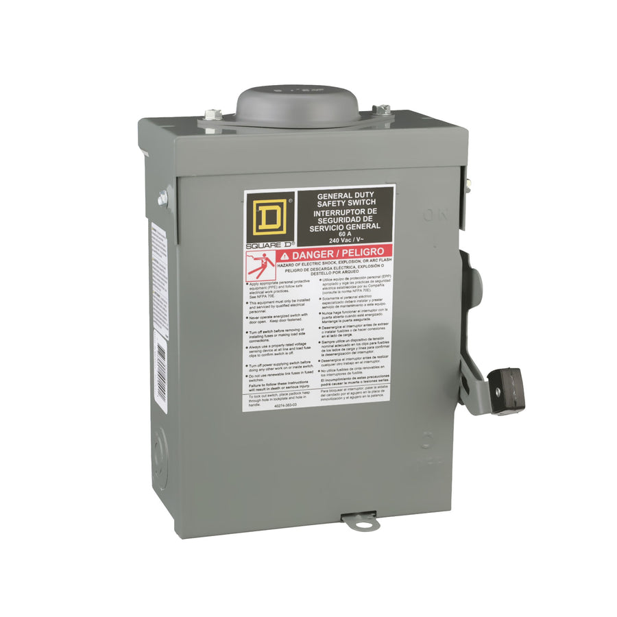 Interruptor de Seguridad Schneider Electric, General Duty, 60A, 2 Polos, 240V