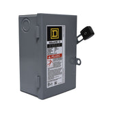 Interruptor de seguridad con portafusibles Square D de 2 polos, 30A, 3 fases, 3 hilos, NEMA1, neutro
