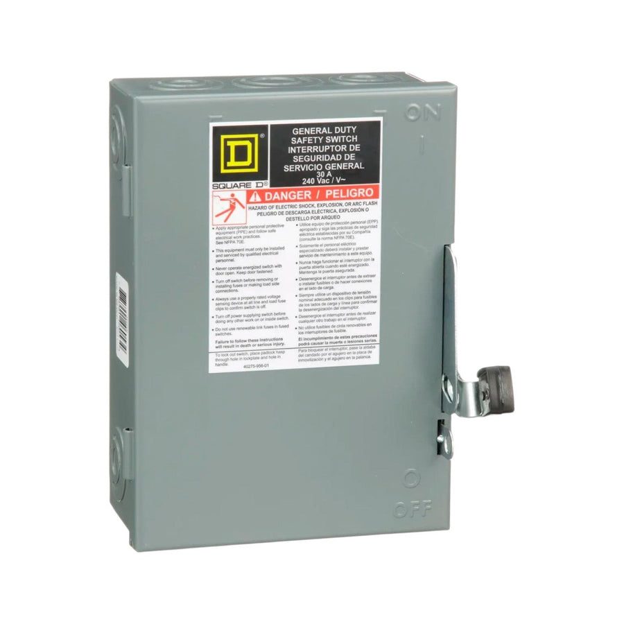 Interruptor de Seguridad Square D de 30A 2 Polos 240V NEMA 3R